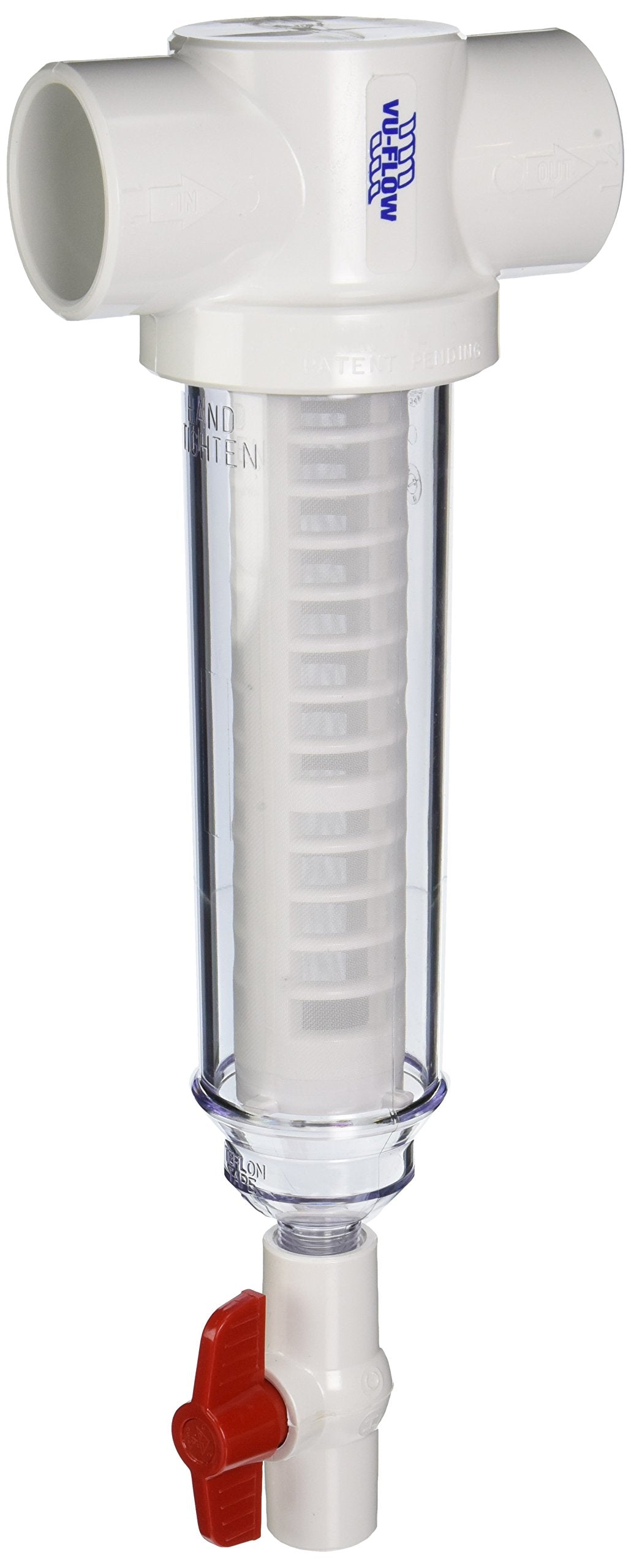 Rusco spin-down filter with 60-mesh screen for sediment removal in home water systems.