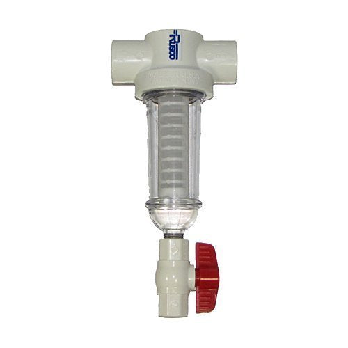 Rusco Vu-Flow 1in PVC spin-down filter provides debris protection for clean water.