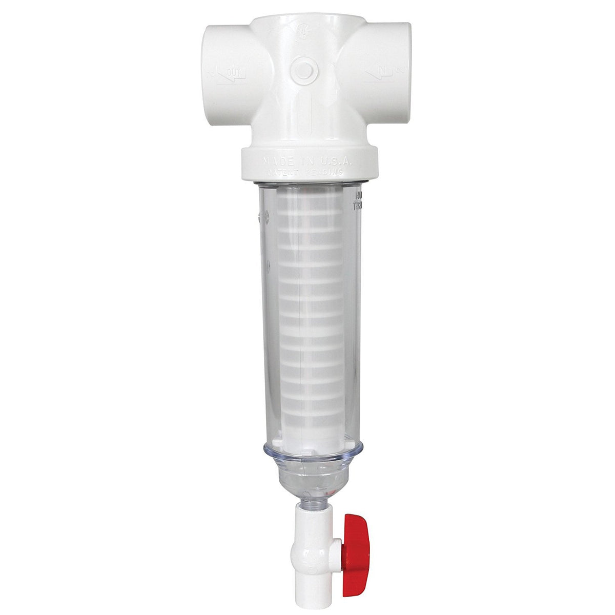 Rusco Vu-Flow 2-Inch spin-down filter with 100-mesh screen for sediment control.