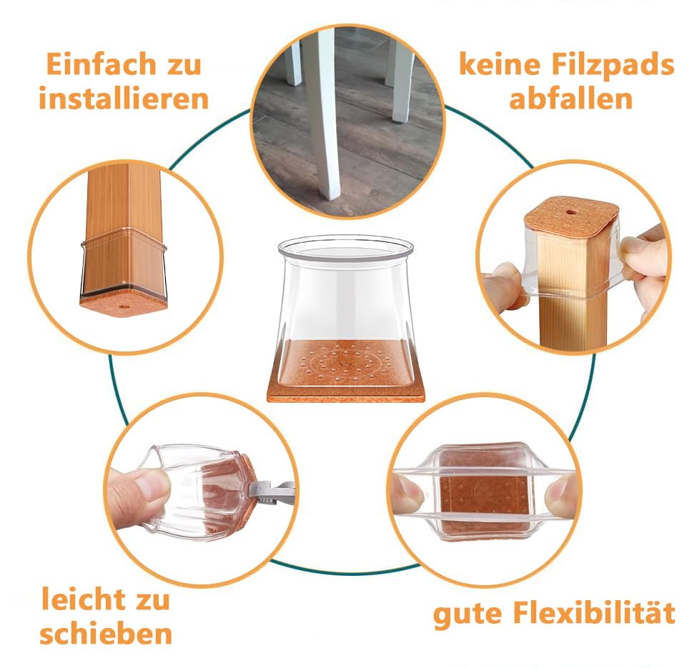 RUSIDO protects hardwood ceramic and laminate floors during chair movement