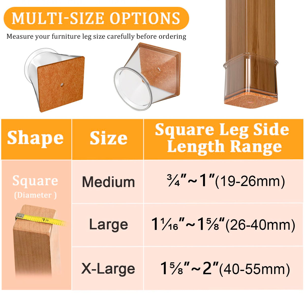 RUSIDO thickened felt and silicone blend durable and flexible chair leg caps