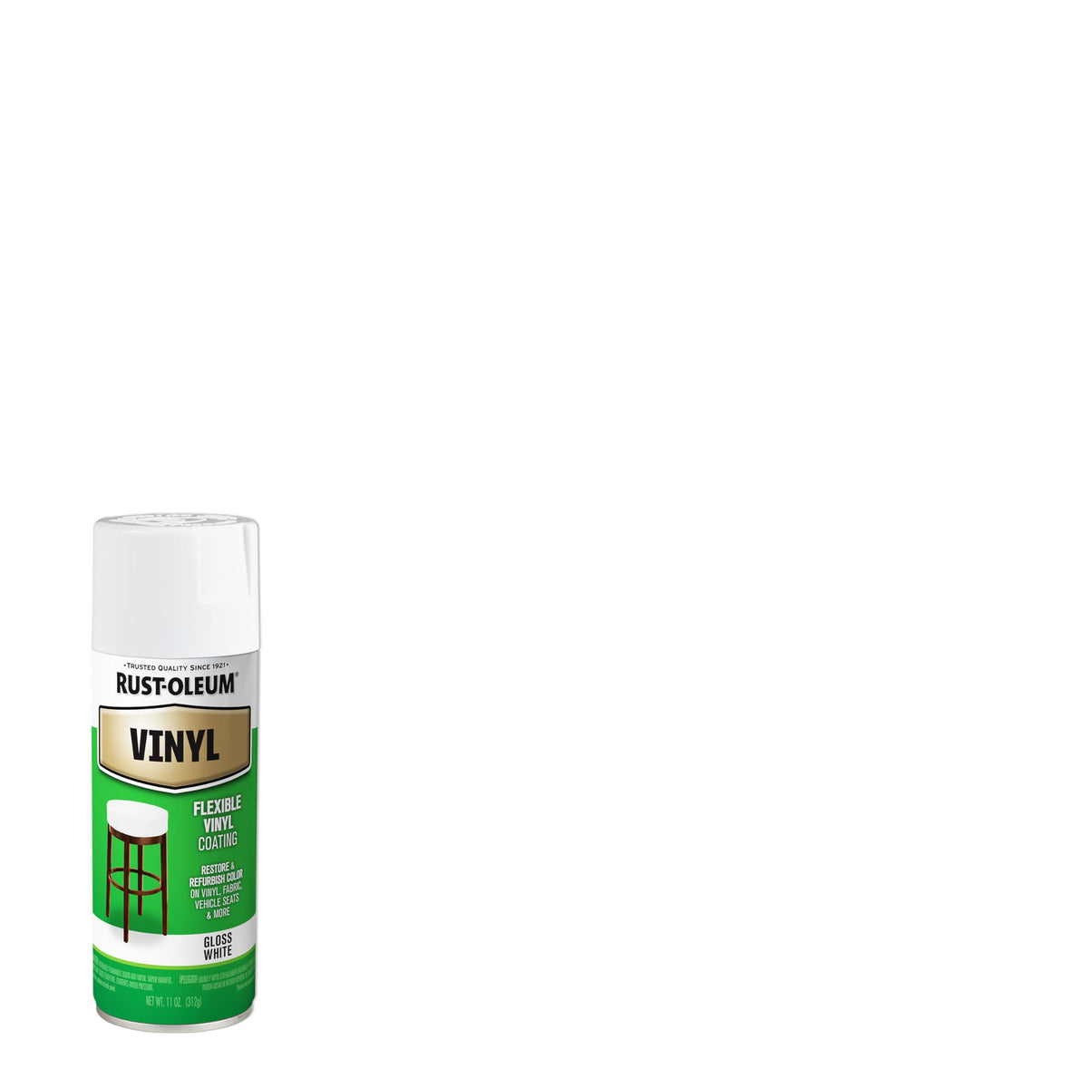 Rust-Oleum 1911830 vinyl spray finish swatch shows shiny, durable color for upholstery.