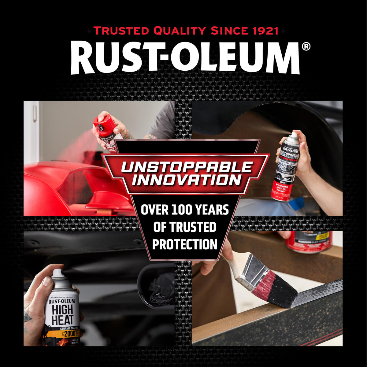 Rust-Oleum 248903 flat black finish on automotive components.