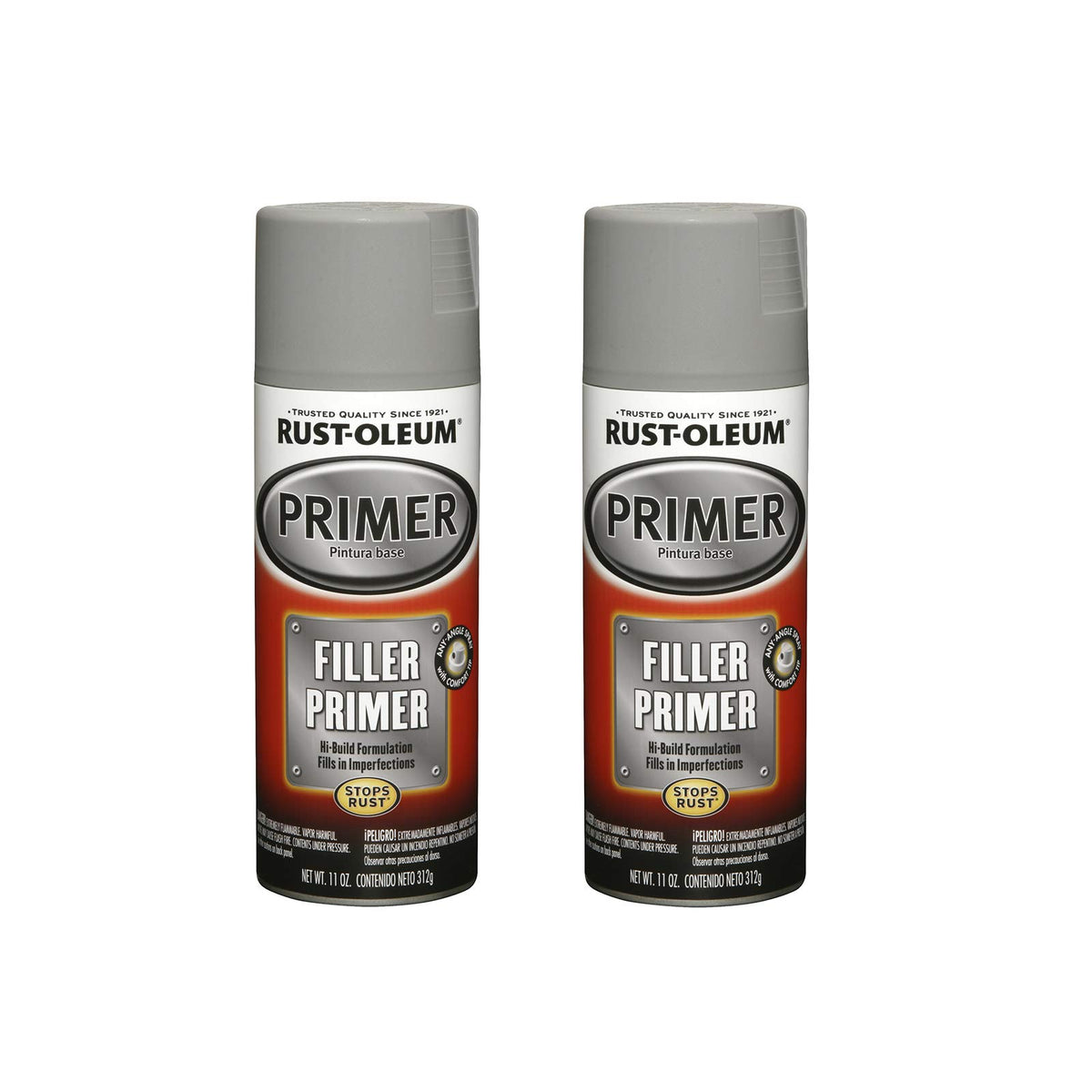 Rust-Oleum 249279 gray primer spray can close-up showing rust protection benefits