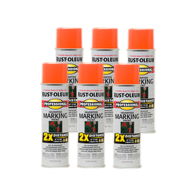 Rust-Oleum 2X Distance inverted marking spray orange on outdoor surfaces boosts visibility