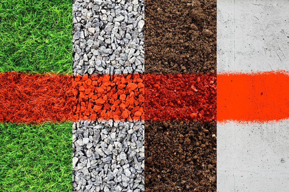 Rust-Oleum fluorescent orange marking spray dries quickly on concrete and asphalt