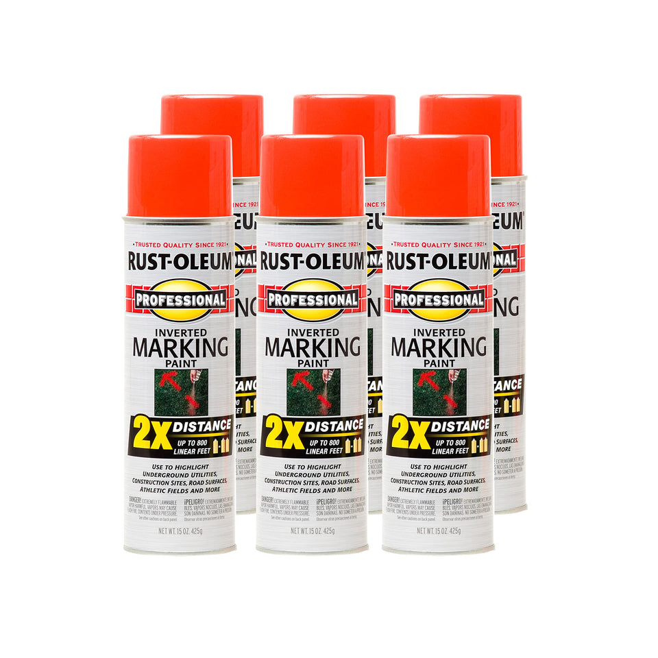 Rust-Oleum 2X Distance marking spray can upside-down for easy lines.