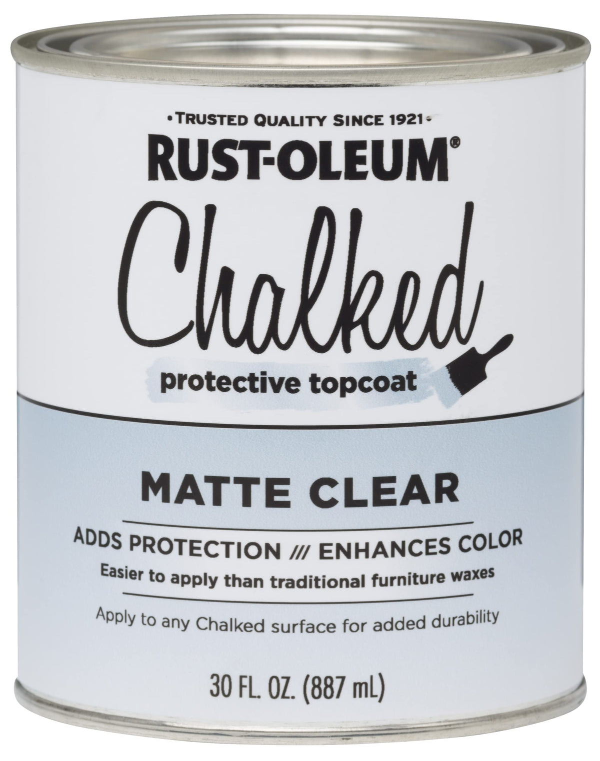 Rust-Oleum Chalked Ultra Matte Topcoat applied to a distressed cabinet for a velvety finish