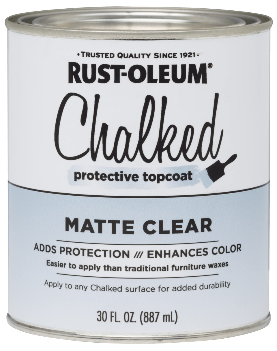 Rust-Oleum Chalked Ultra Matte Topcoat applied to a distressed cabinet for a velvety finish