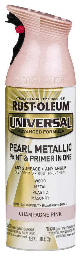 Rust-Oleum 301537 champagne-pink spray bottle showing versatile all-surface finish on metal.