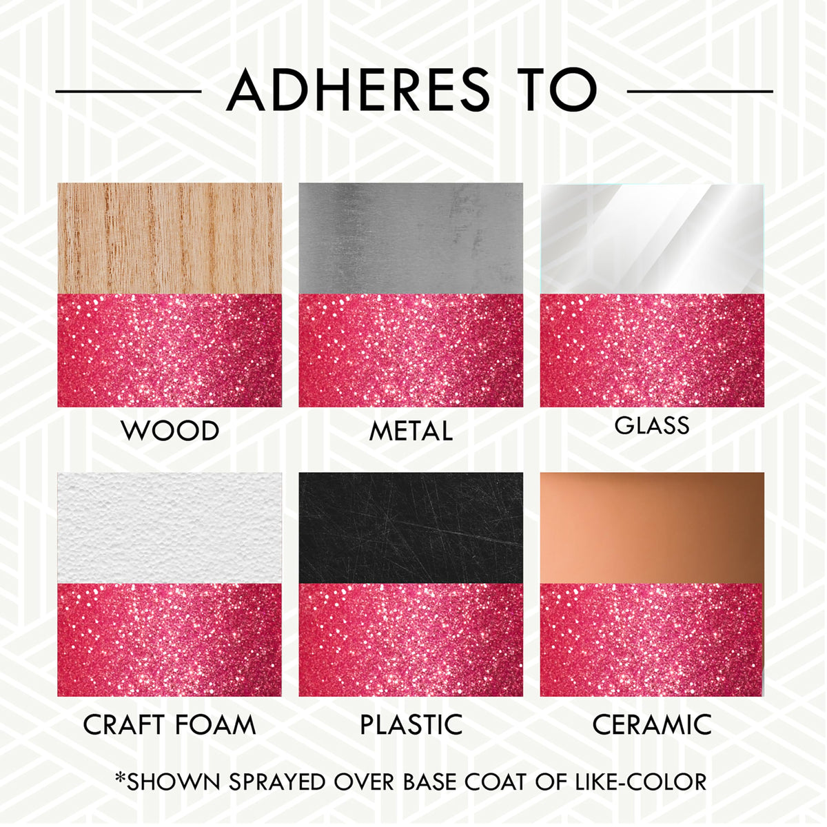 Rust-Oleum glitter spray on metal surfaces creates bold accents.