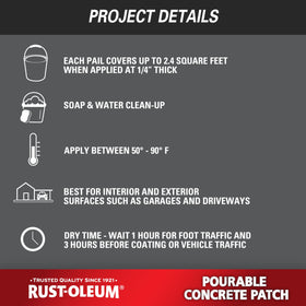 Patch compatible with Rust-Oleum coatings for cohesive floor finish