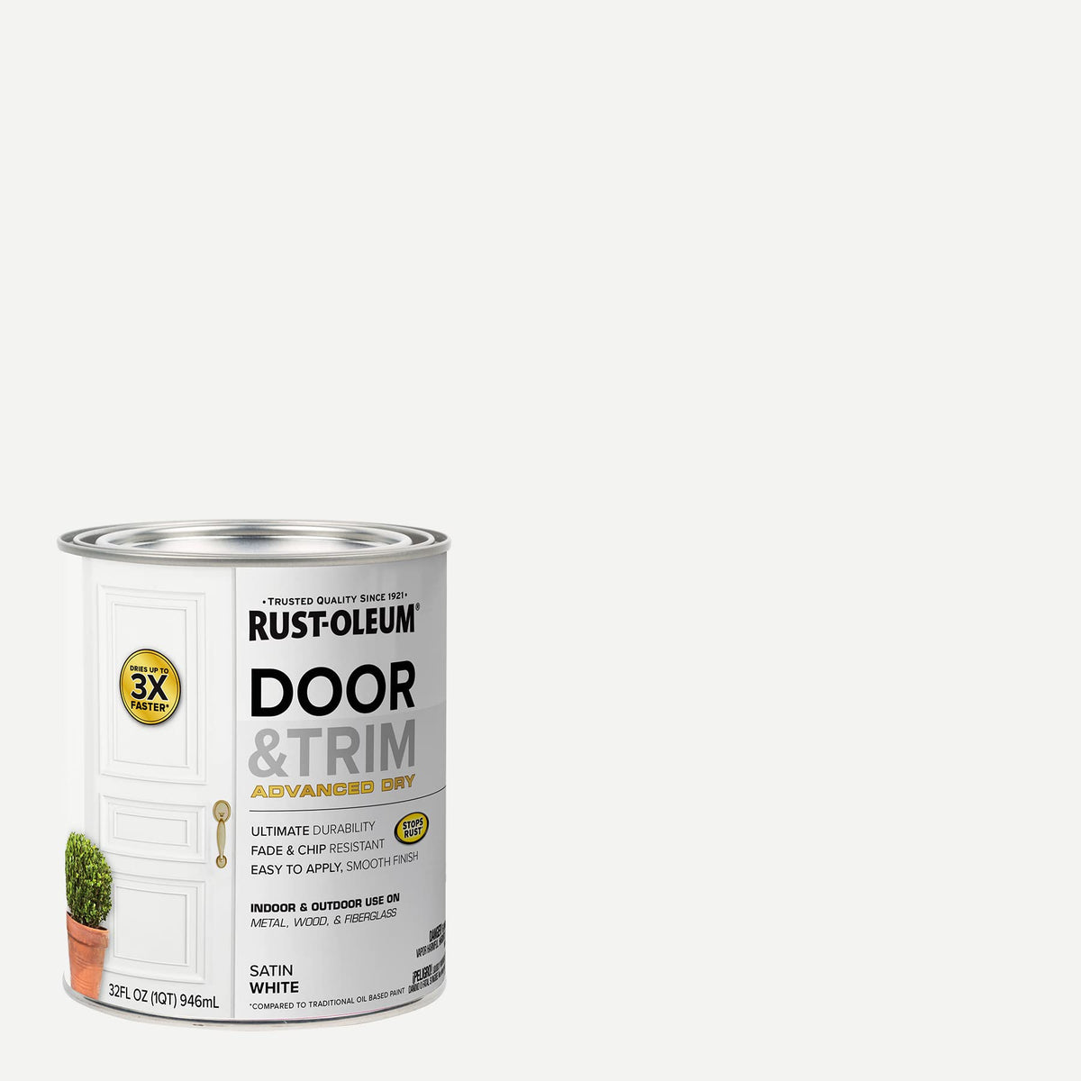 Rust-Oleum 369384 dries to touch in 45 minutes for faster interior exterior projects.