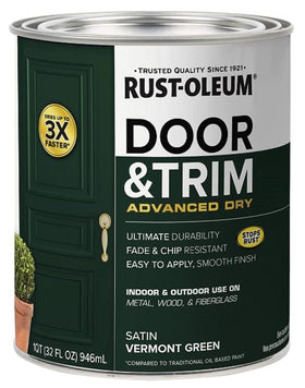 Rust-Oleum Advanced Dry Vermont Green door-trim paint with satin finish
