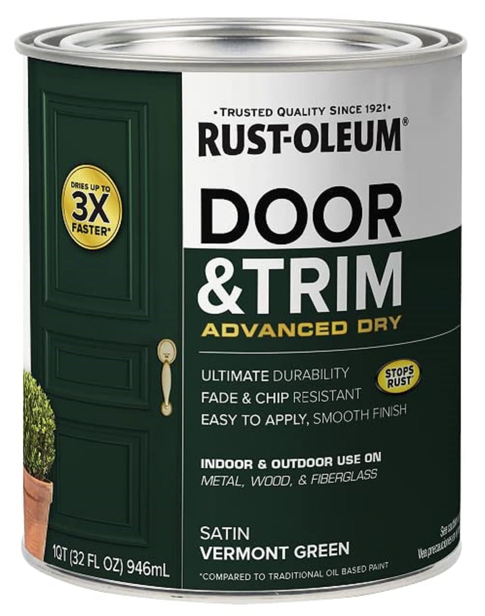 Rust-Oleum Advanced Dry Vermont Green door-trim paint with satin finish