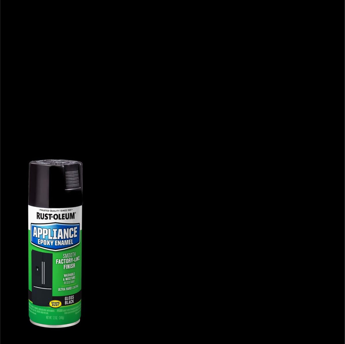 Rust-Oleum appliance epoxy spray on stove front for refreshed appearance
