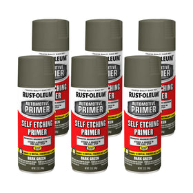Rust-Oleum automotive self-etching primer spray dark green 12 oz ready for topcoat adhesion