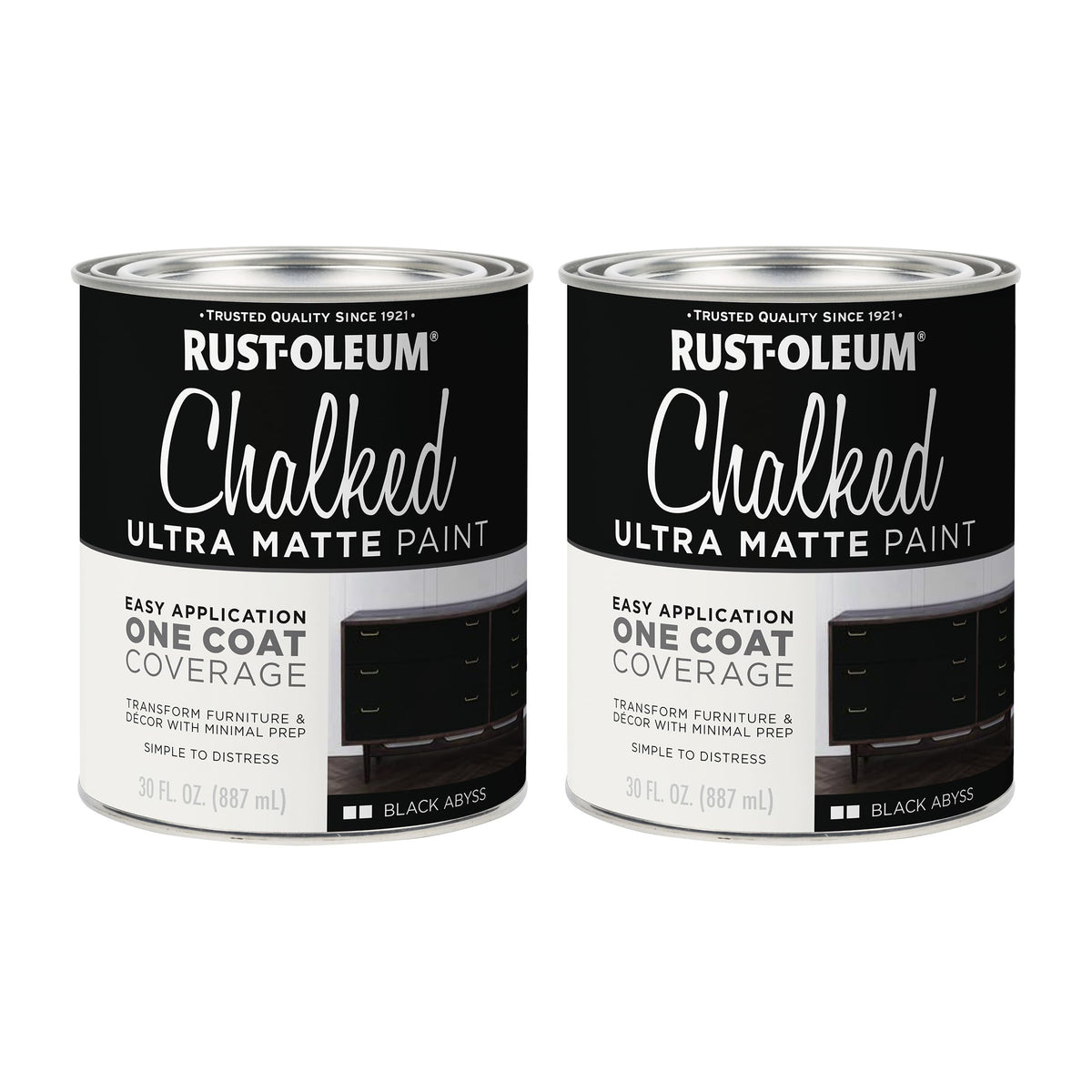 Rust-Oleum Black Abyss Chalked Paint can delivers ultra-matte finish for furniture refresh.