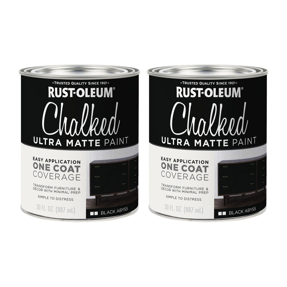 Rust-Oleum Black Abyss Chalked Paint can delivers ultra-matte finish for furniture refresh.