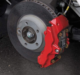 Rust-Oleum caliper spray red, application angle, easy even coverage