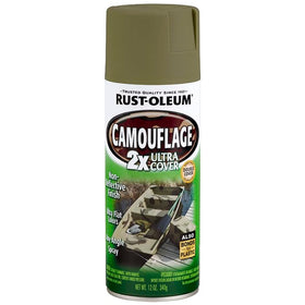 Rust-Oleum camouflage 2X coats plastic with quick dry time.