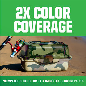 Rust-Oleum camouflage 2X army green for interior and exterior projects.