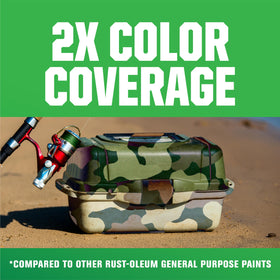 Rust-Oleum Camouflage 2X Ultra Cover dries to touch in 20 minutes.