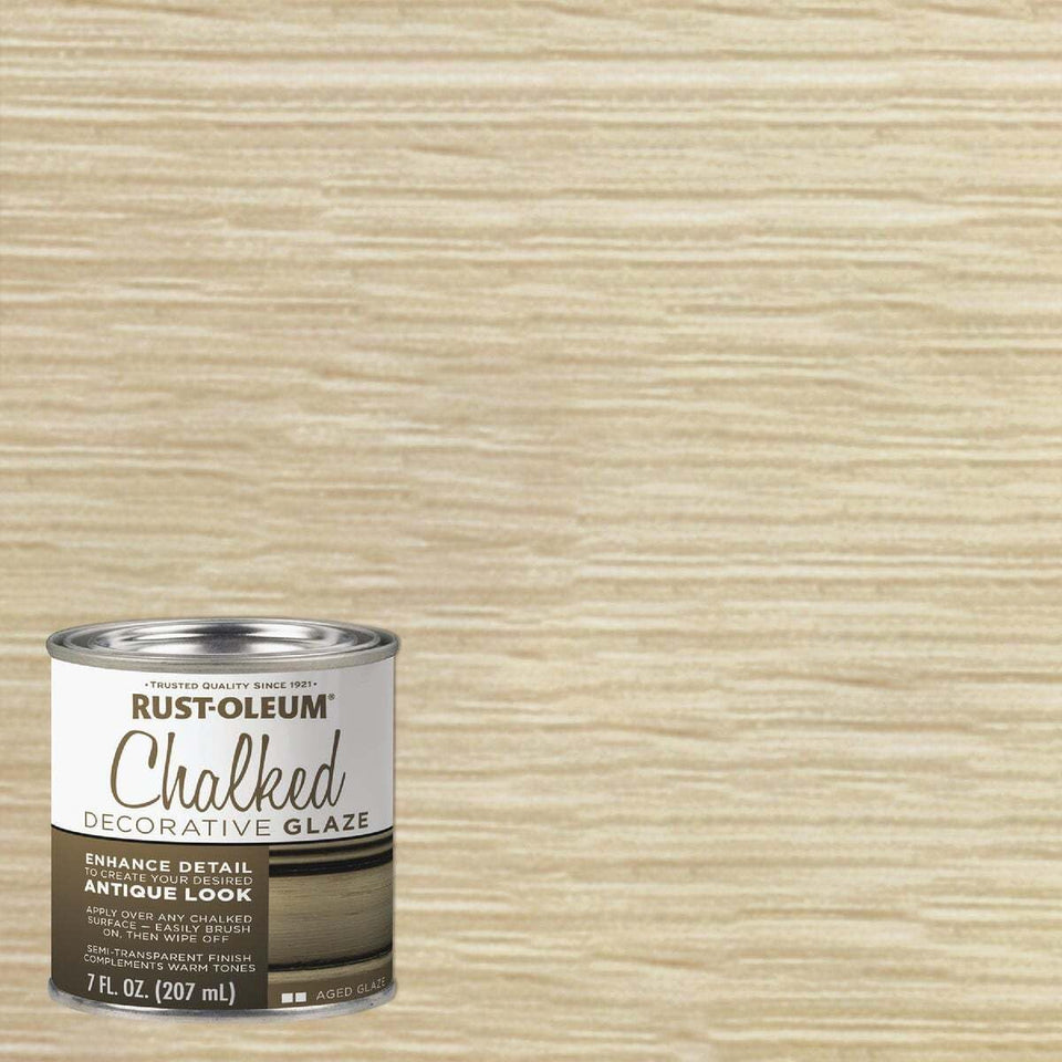 Rust-Oleum Chalked Decorative Glaze jar close-up highlighting easy antiquing.