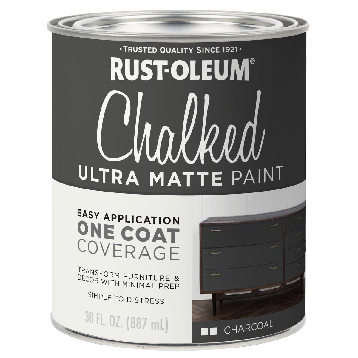Rust-Oleum Charcoal Chalked paint can ready for a furniture refresh.