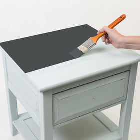 Rust-Oleum Charcoal Chalked easy to apply with brushes or rollers.