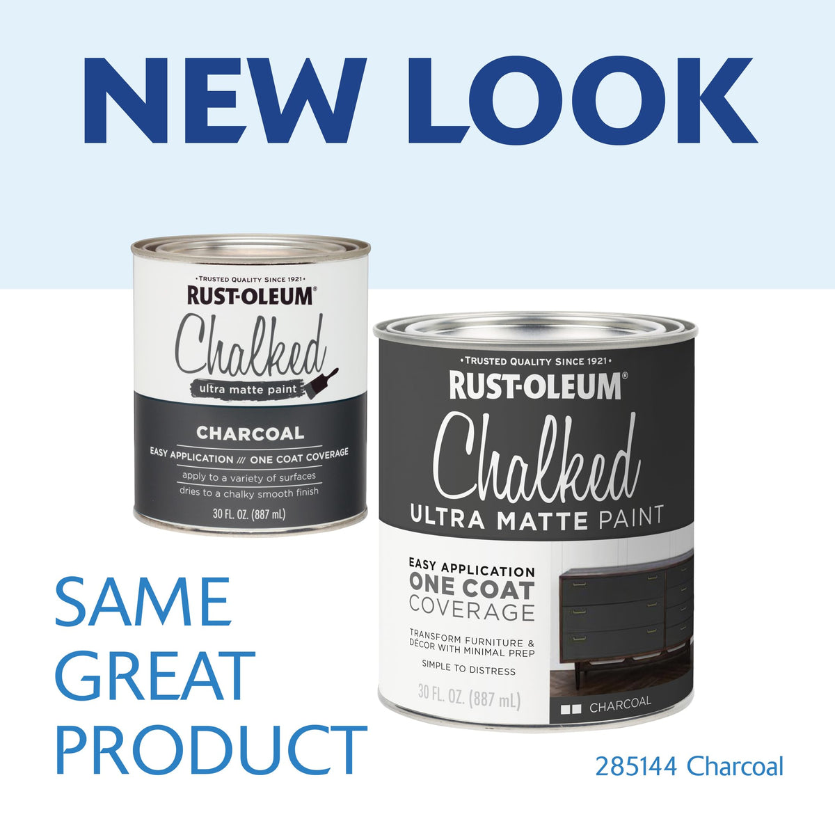 Rust-Oleum Charcoal Chalked finish on furniture adds vintage charm.