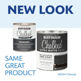 Rust-Oleum Charcoal Chalked finish on furniture adds vintage charm.