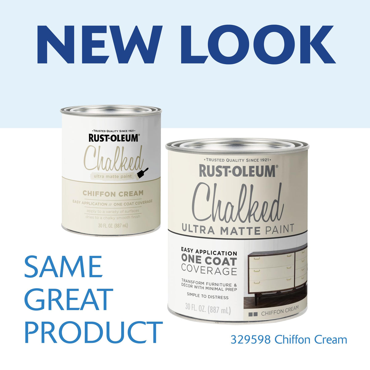 Rust-Oleum Chiffon Cream Chalked on a nightstand refreshes furniture with a soft matte look.