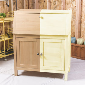 Rust-Oleum Chiffon Cream Chalked offers easy one-coat coverage for quick transformations.
