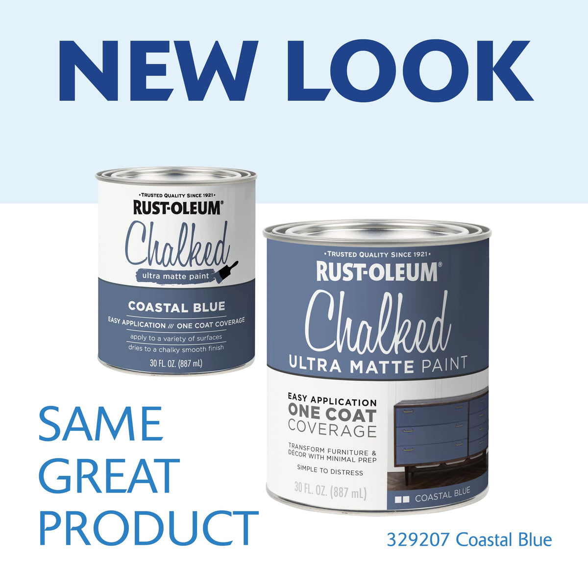 Rust-Oleum Coastal Blue Chalked brush-applied finish highlights smooth, easy blending.