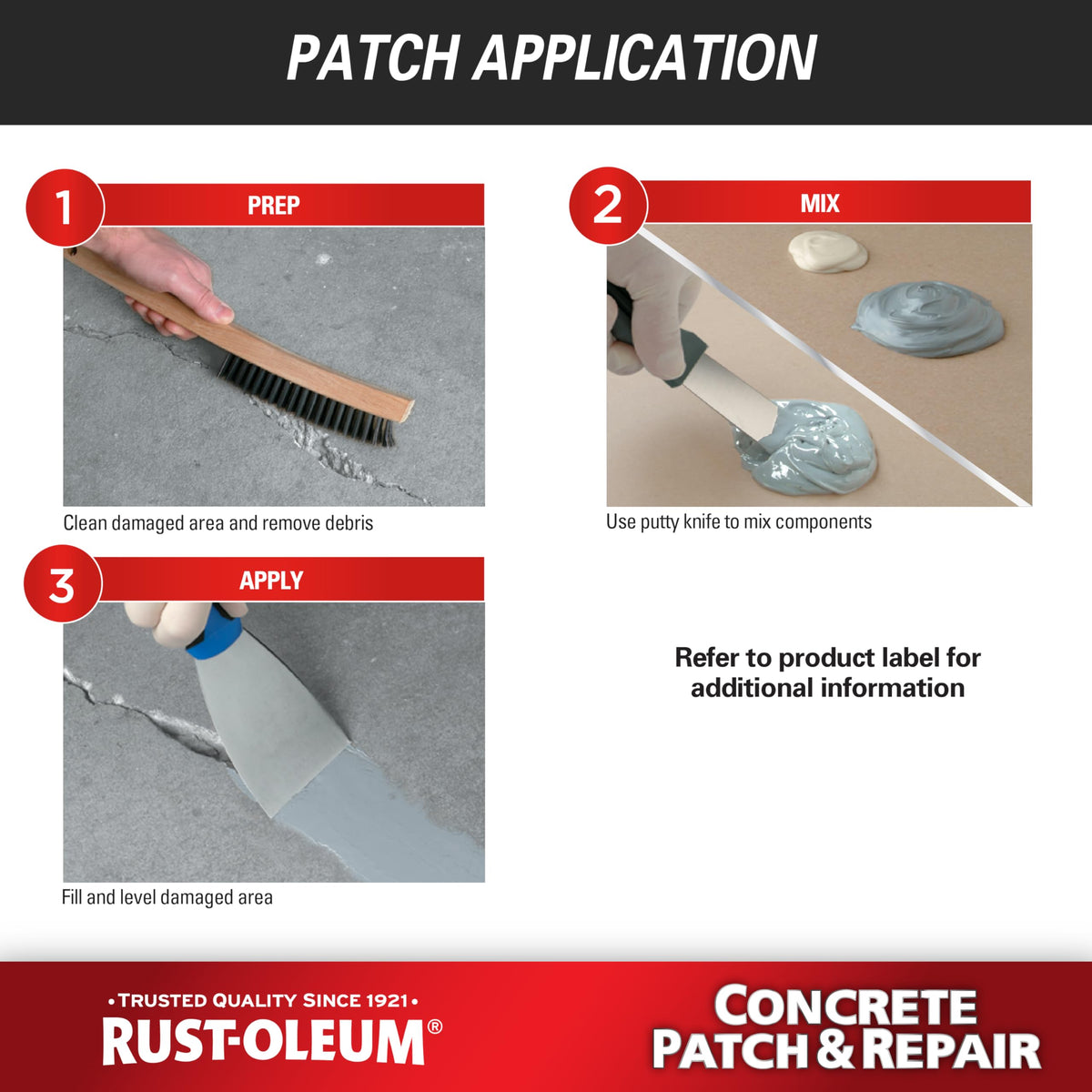 Rust-Oleum patch curing in eight hours before painting.