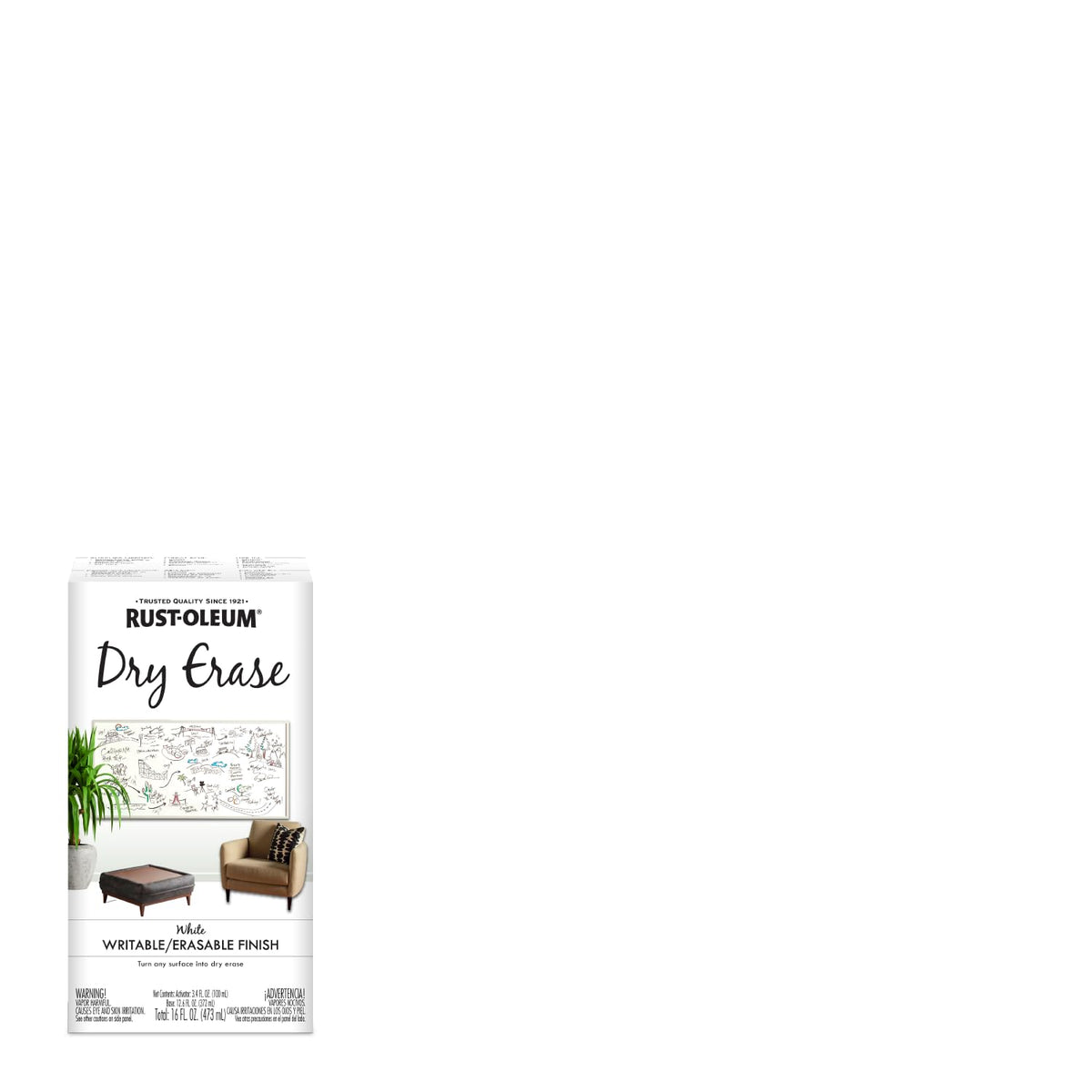 Rust-Oleum Dry Erase kit components laid out for easy setup