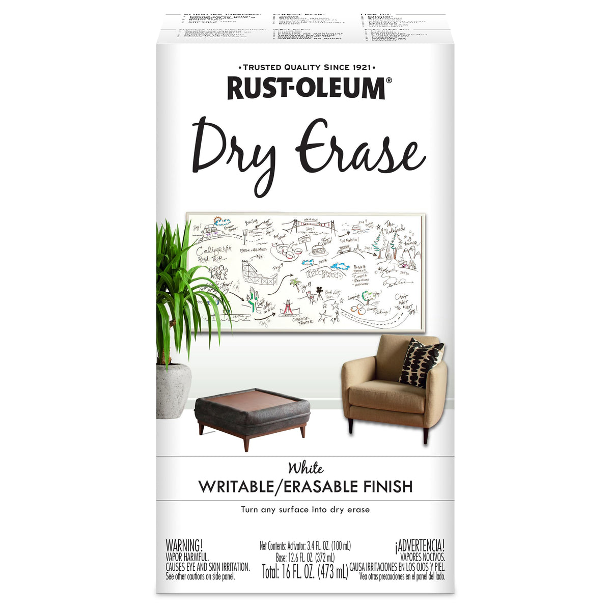Rust-Oleum Dry Erase Paint Kit cover image showing a writable wall surface