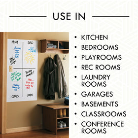 Rust-Oleum Dry Erase paint on wall demonstrates a writable surface