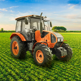 Rust-Oleum Farm & Implement orange coating on metal trailer for protection