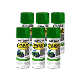 Rust-Oleum Farm & Implement JD Green spray paint can for tractor protection.