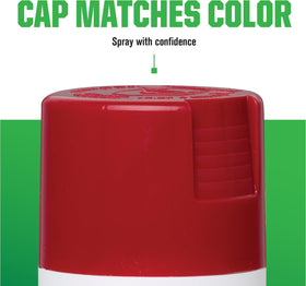 Rust-Oleum Farm & Implement spray paint gloss red on lawn mower surface for refreshed look
