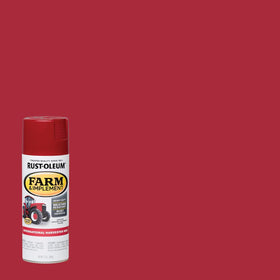 Rust-Oleum Farm & Implement spray paint gloss red on tractor panel for OEM color match
