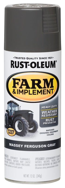 Rust-Oleum Farm & Implement Massey Ferguson Gray spray paint can showing OEM color