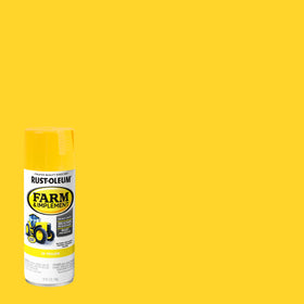 Rust-Oleum Farm & Implement spray paint nozzle near trigger for easy application.