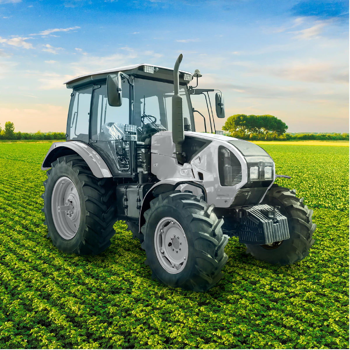 Rust-Oleum Ford Gray application on tractor body shows gloss, color retention, and weather resistance.