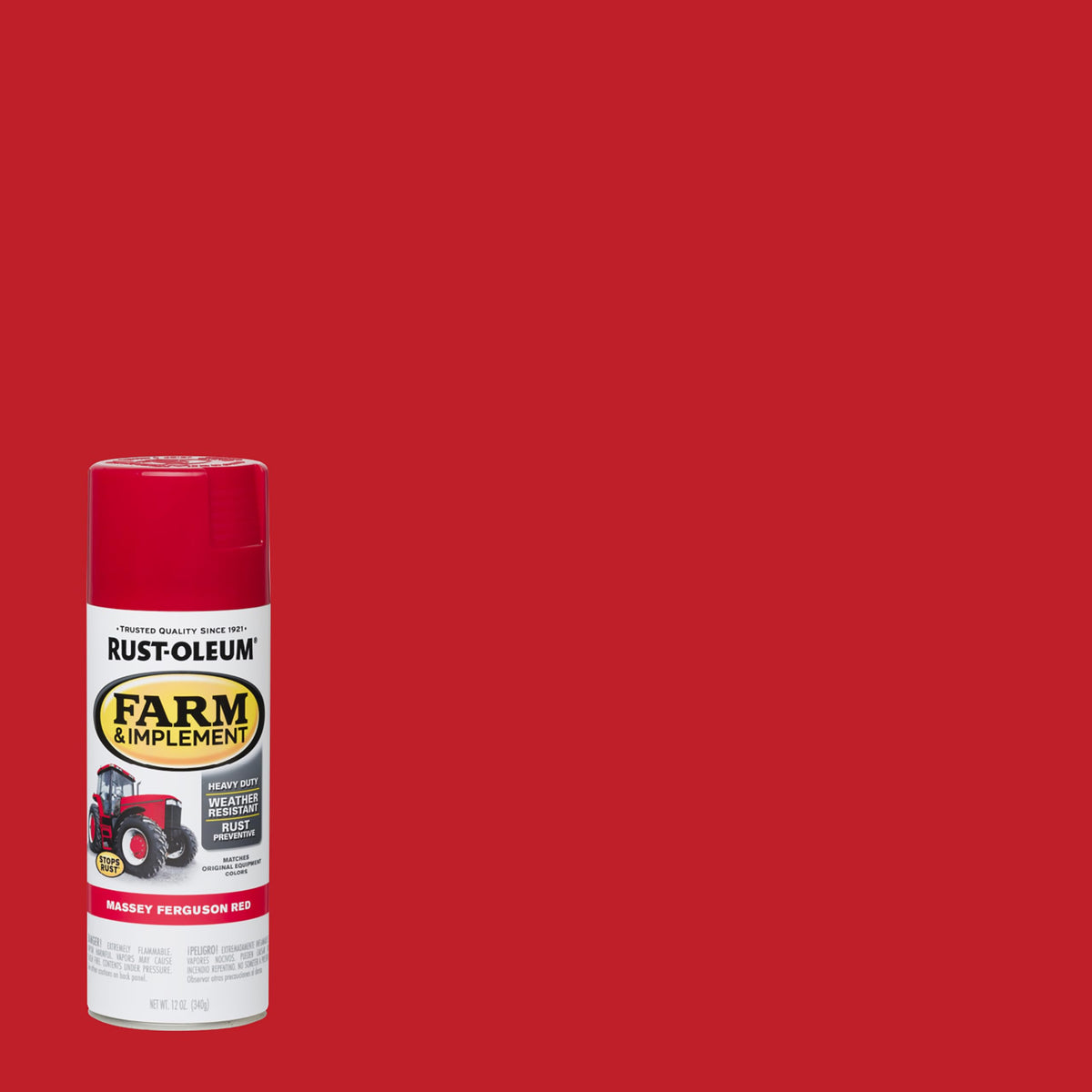 Rust-Oleum Farm & Implement on metal tractor part providing even coverage for rugged equipment