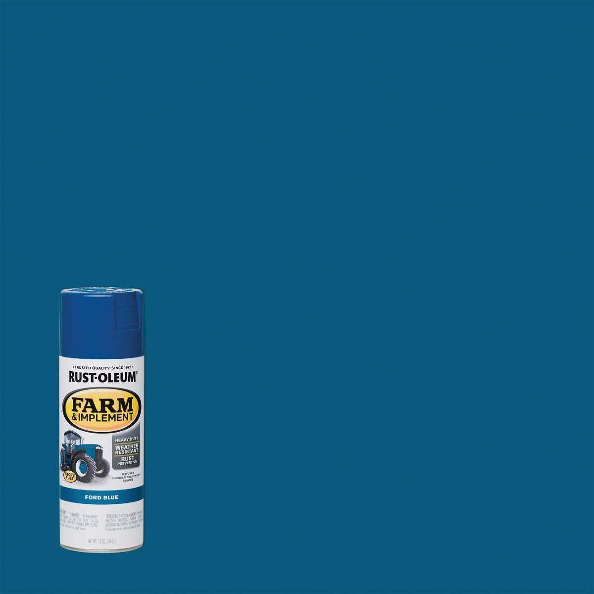 Rust-Oleum Ford Blue spray paint close-up showing chip resistance on metal