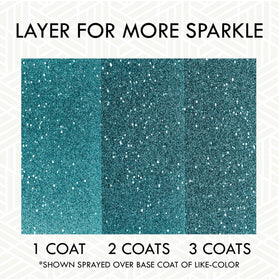 Rust-Oleum Glitter Spray turquoise dries quickly, allowing rapid project progress.