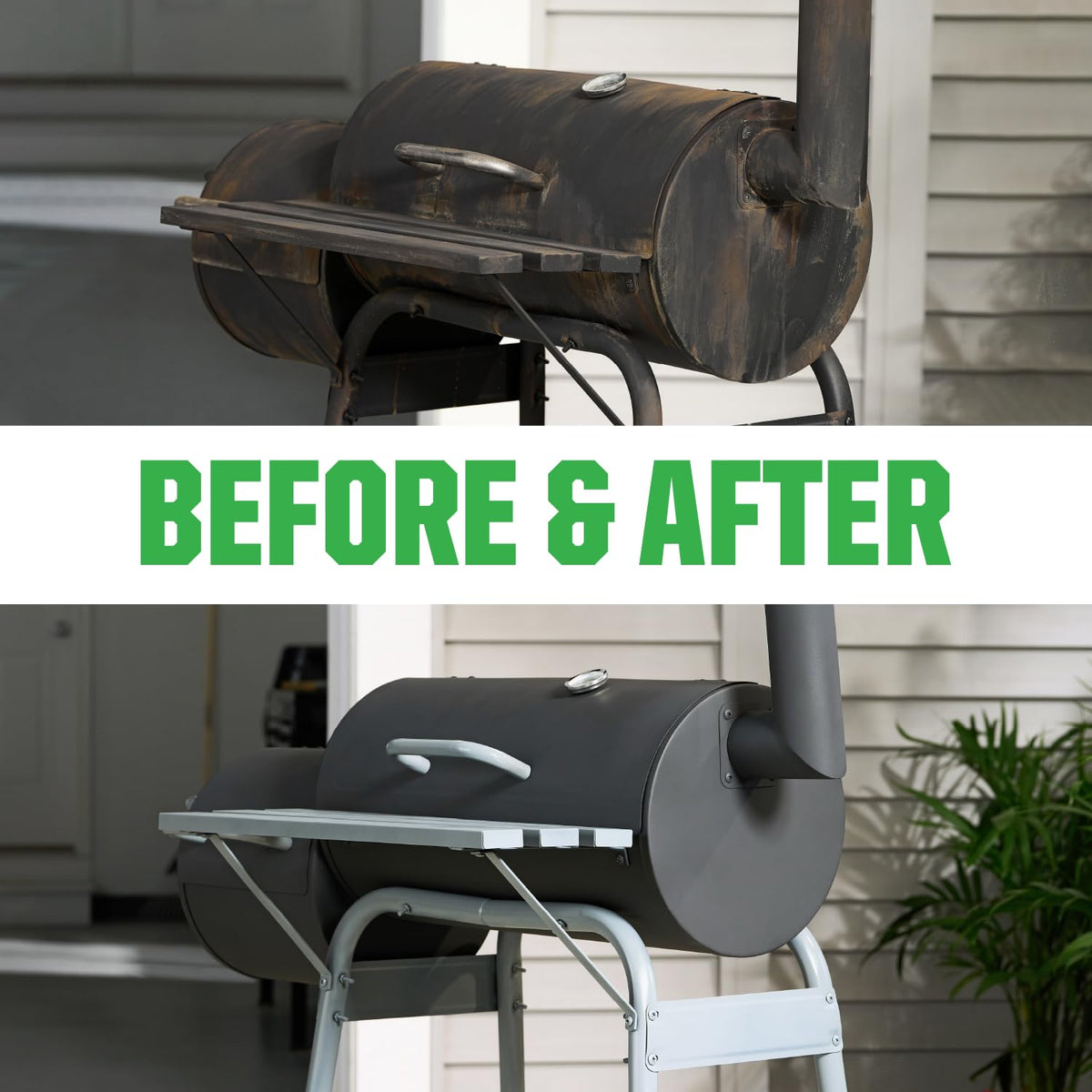 Flat finish from Rust-Oleum High Heat protects metal from rust and chipping.